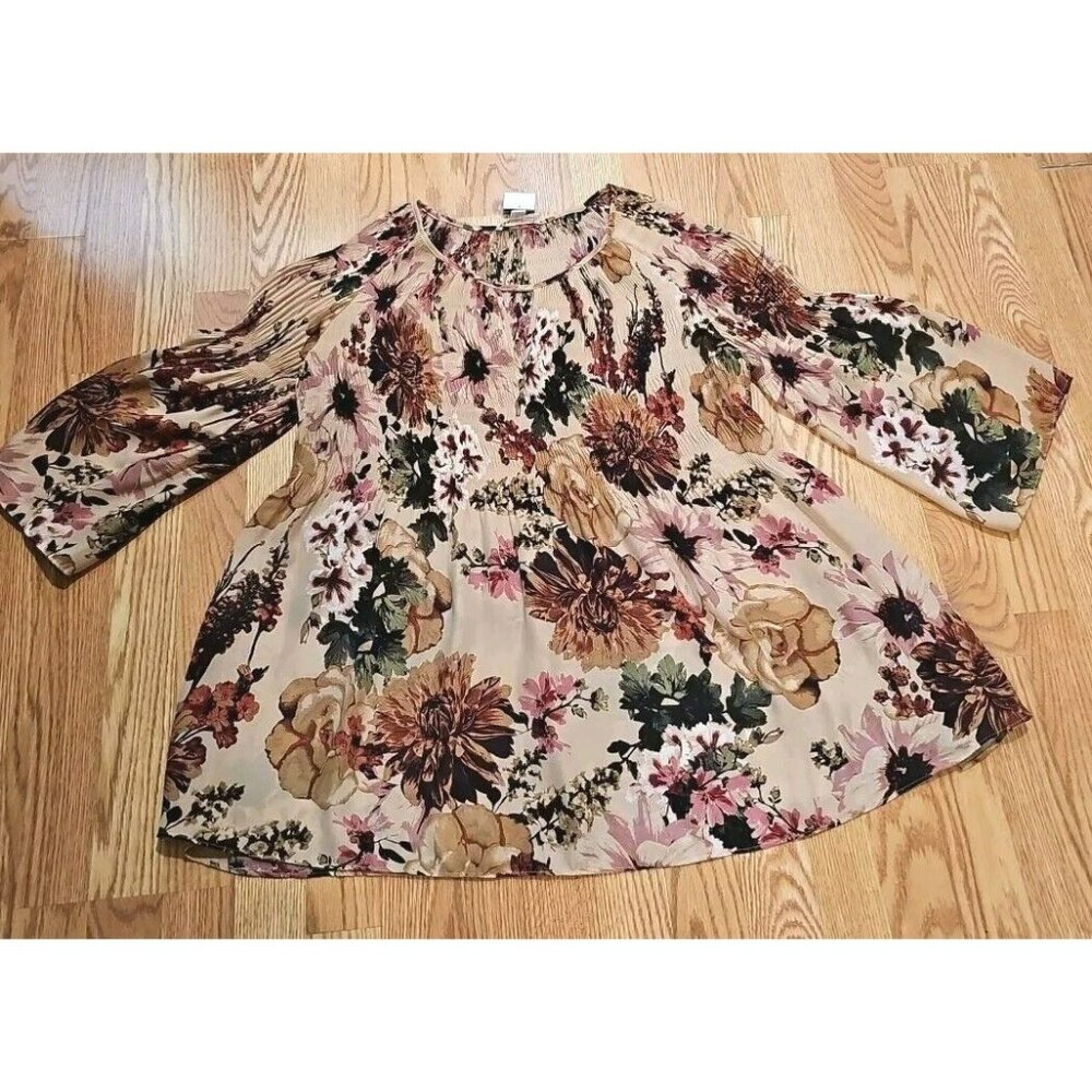 Spense Floral Peasant Blouse in Cream, Pink, Green, Brown